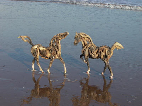 Driftwood horses by Heather Jansch