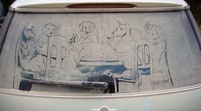 Dirty Car Window with Artwork