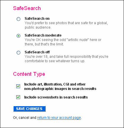 flickr safe search screen cap