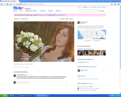 A view of Flickr's new layout