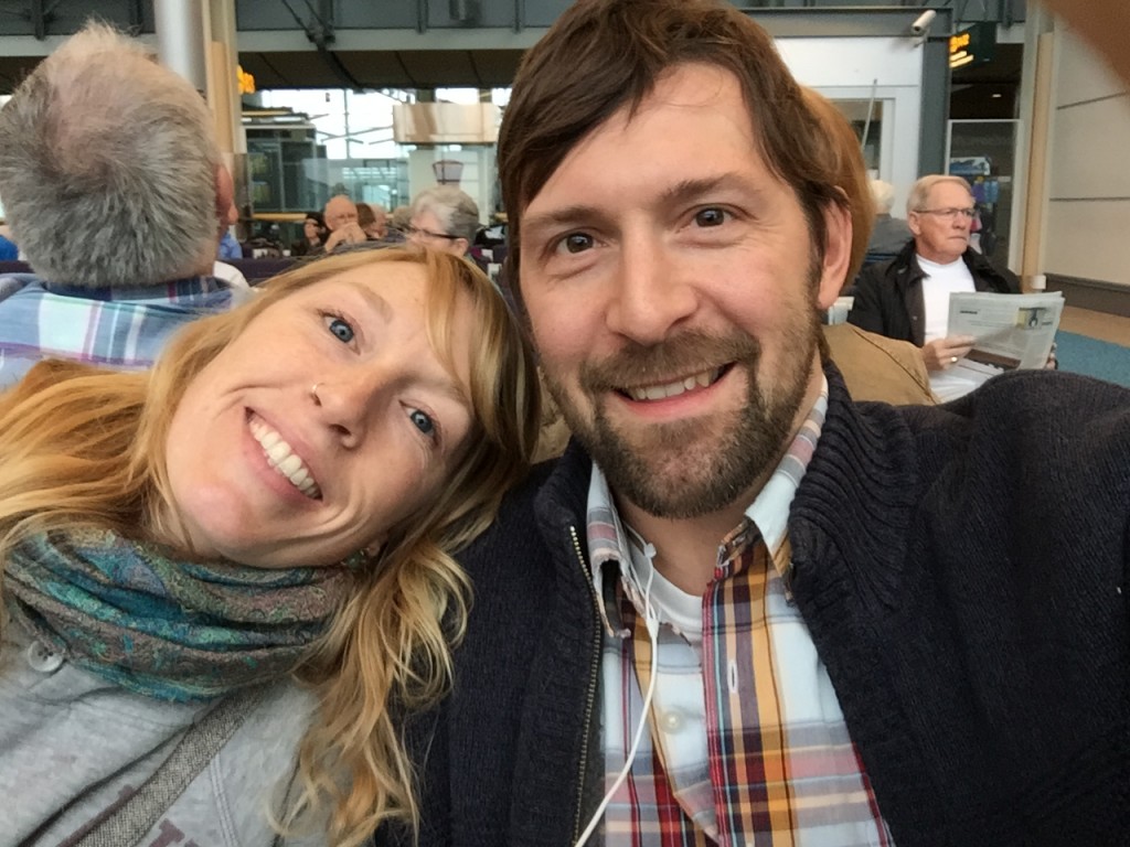 Selfie of Andrea and Jeff at the Vancouver Airport