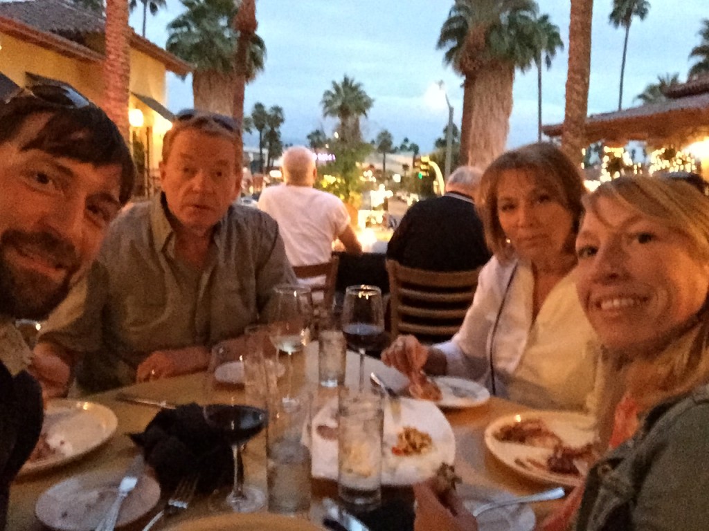 Jeff, Andrea, and her parents enjoy dinner in down-town Palm Springs.