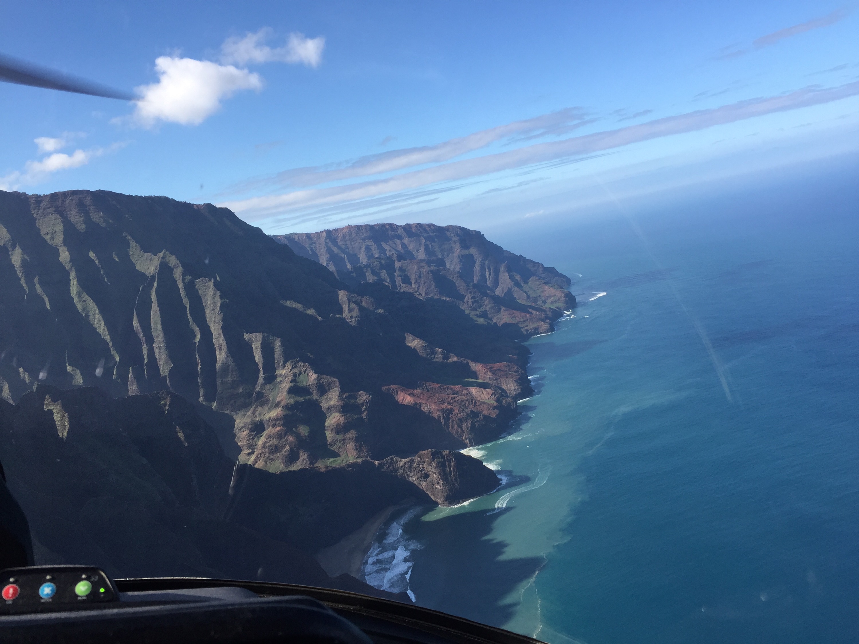 Aerial shot of the mountains and coastline