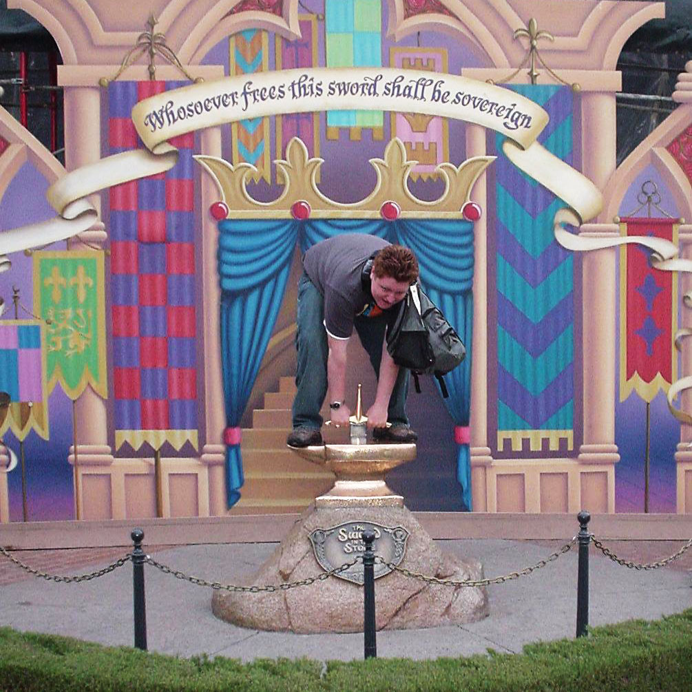 A failed attempt at pulling the sword from the stone.