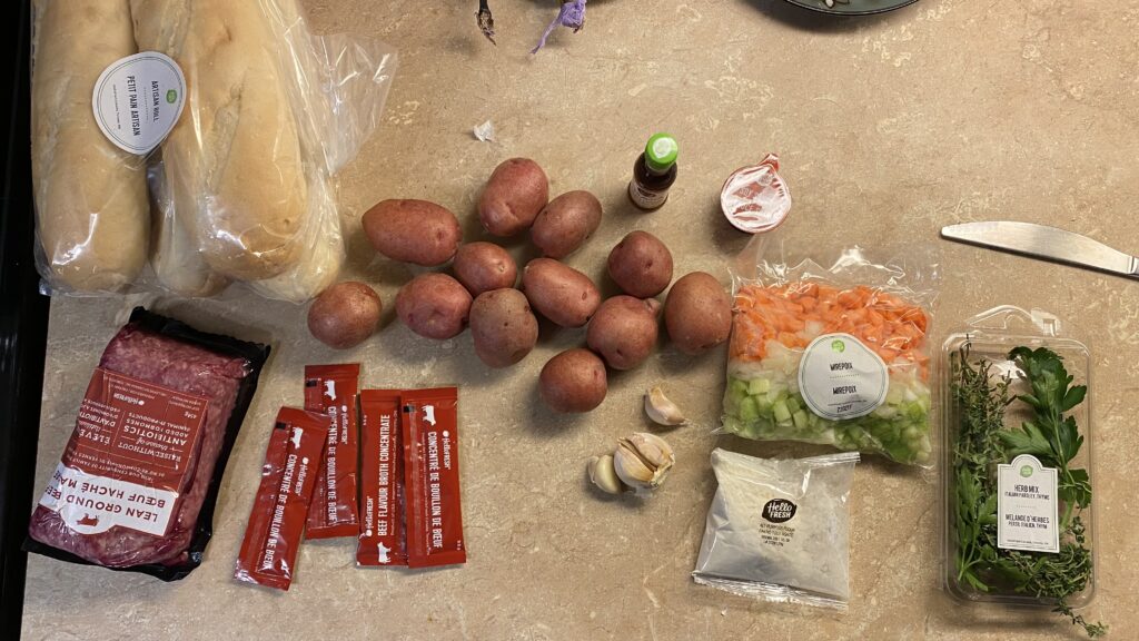 Irish Stew ingredients on my counter for four