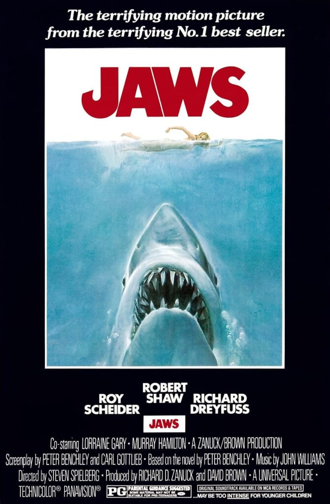 Movie poster from 1975 movie, "Jaws"